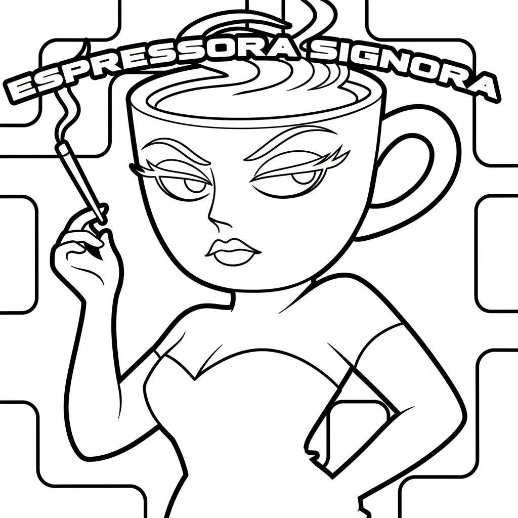 Espressora Signora para colorear para niño para imprimir