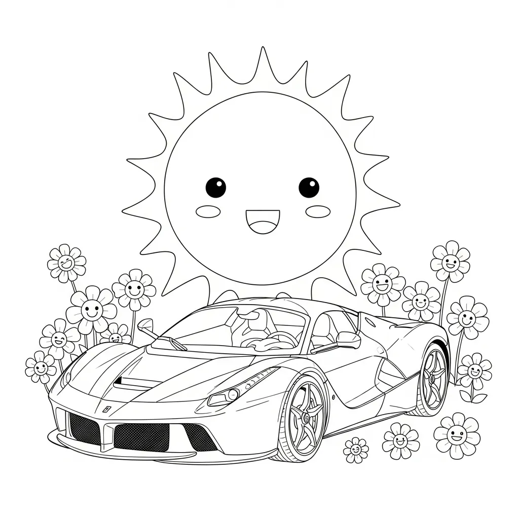 Ferrari para colorear para imprimir para niño de 9 años