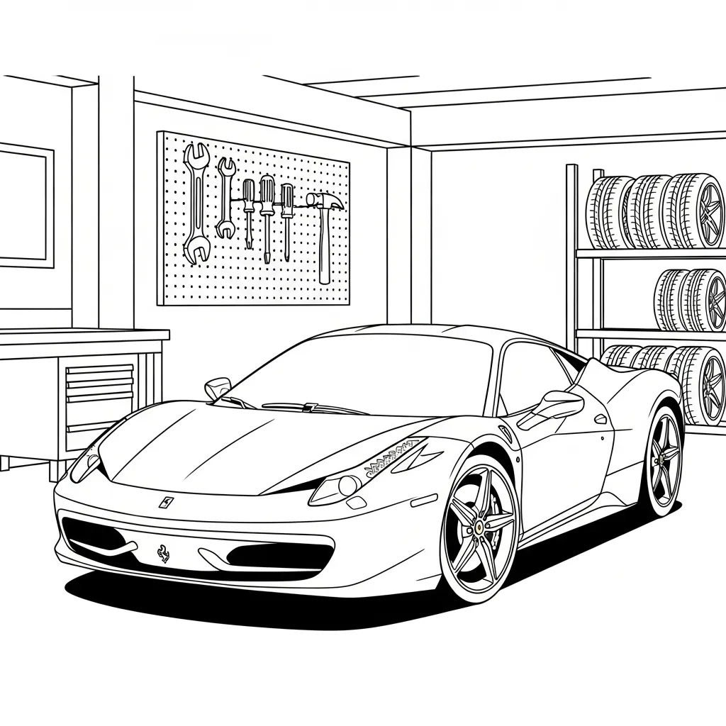 Ferrari para colorear gratis para niños