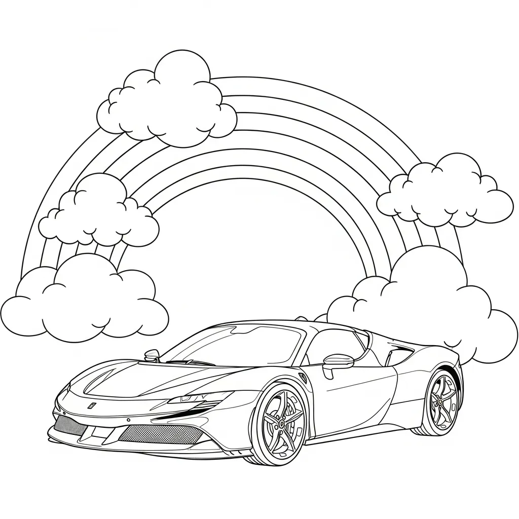 Ferrari para colorear para niño de 5 años