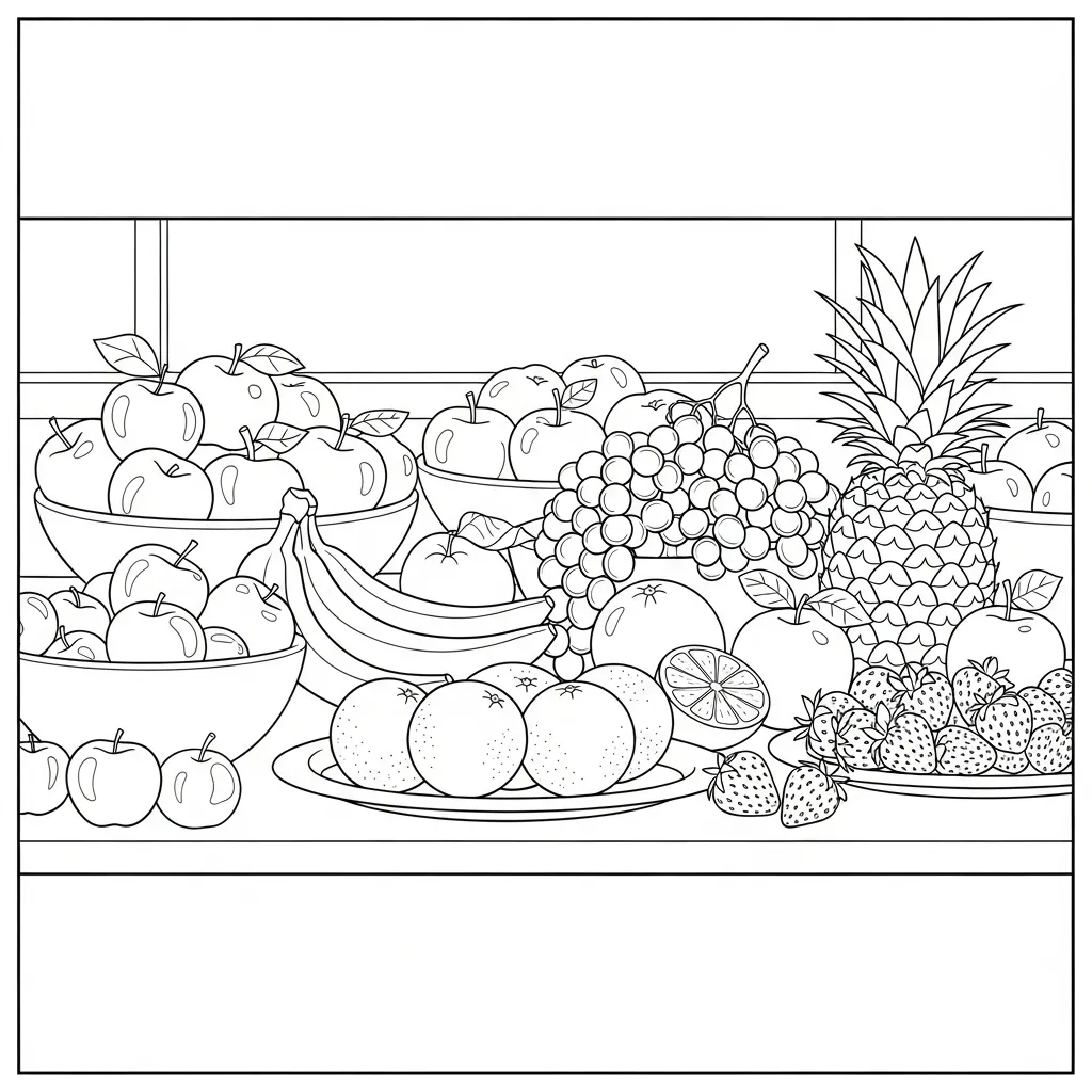 Frutas para colorear y recortar para imprimir gratis