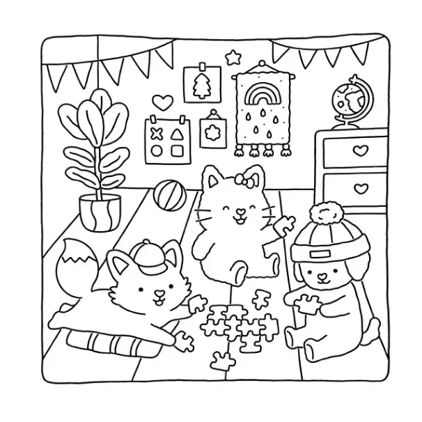 Fuzzy Hygge para colorear para descargar