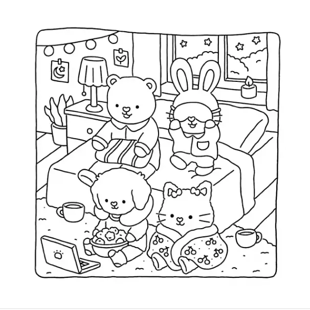 Fuzzy Hygge para colorear para niño de 4 años