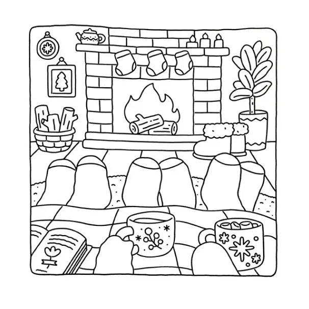 Fuzzy Hygge para colorear para niño