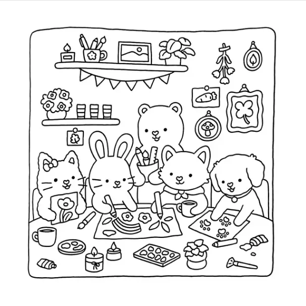 Fuzzy Hygge para colorear para niño para imprimir 1