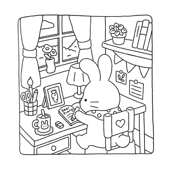 Fuzzy Hygge para colorear para niños para descargar