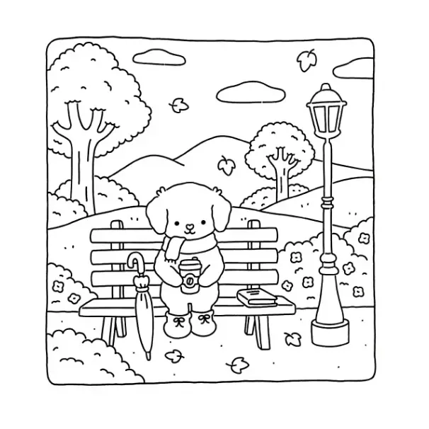 Fuzzy Hygge para colorear en línea para niño 1