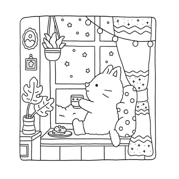 Fuzzy Hygge para colorear para imprimir para niños