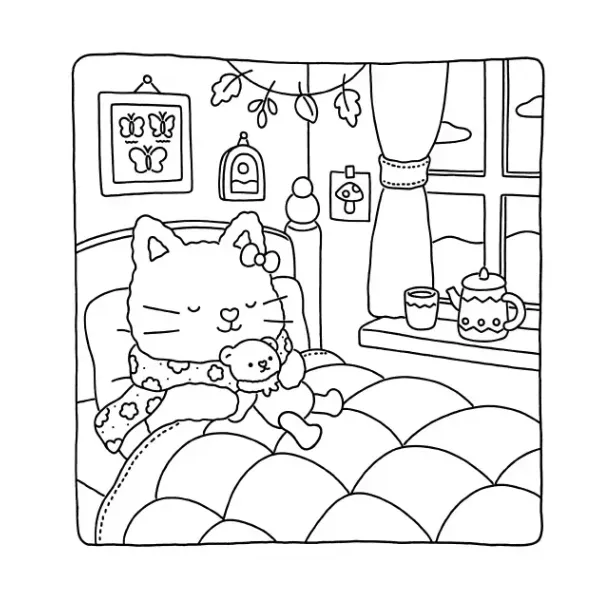 Fuzzy Hygge para colorear para niños para imprimir gratis