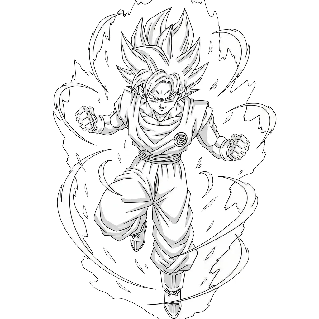 Goku para colorear gratis para imprimir