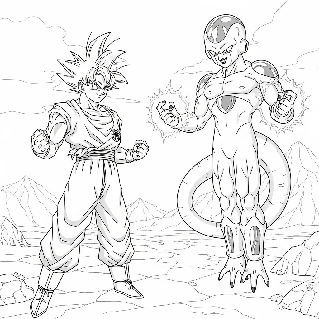 Goku para colorear para niños para descargar