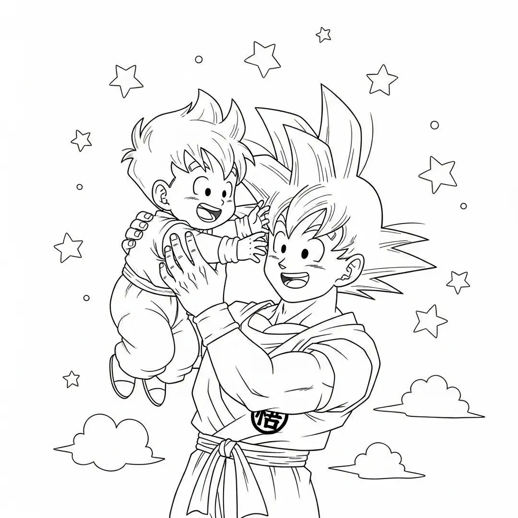 Goku para colorear gratis para niños