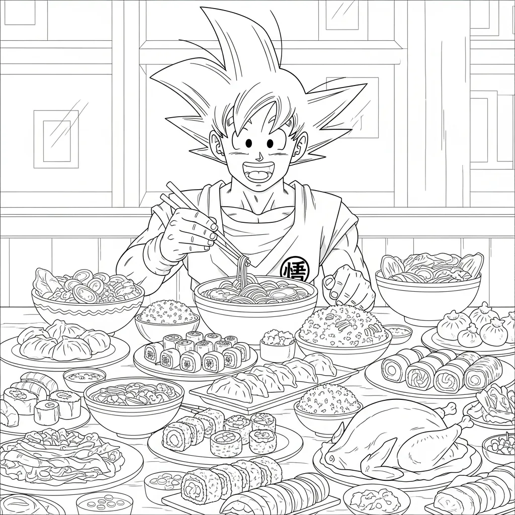 Goku para colorear para imprimir a4