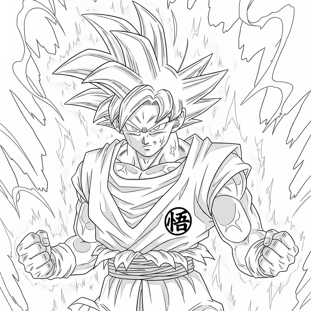 Goku para colorear para imprimir para niño de 7 años