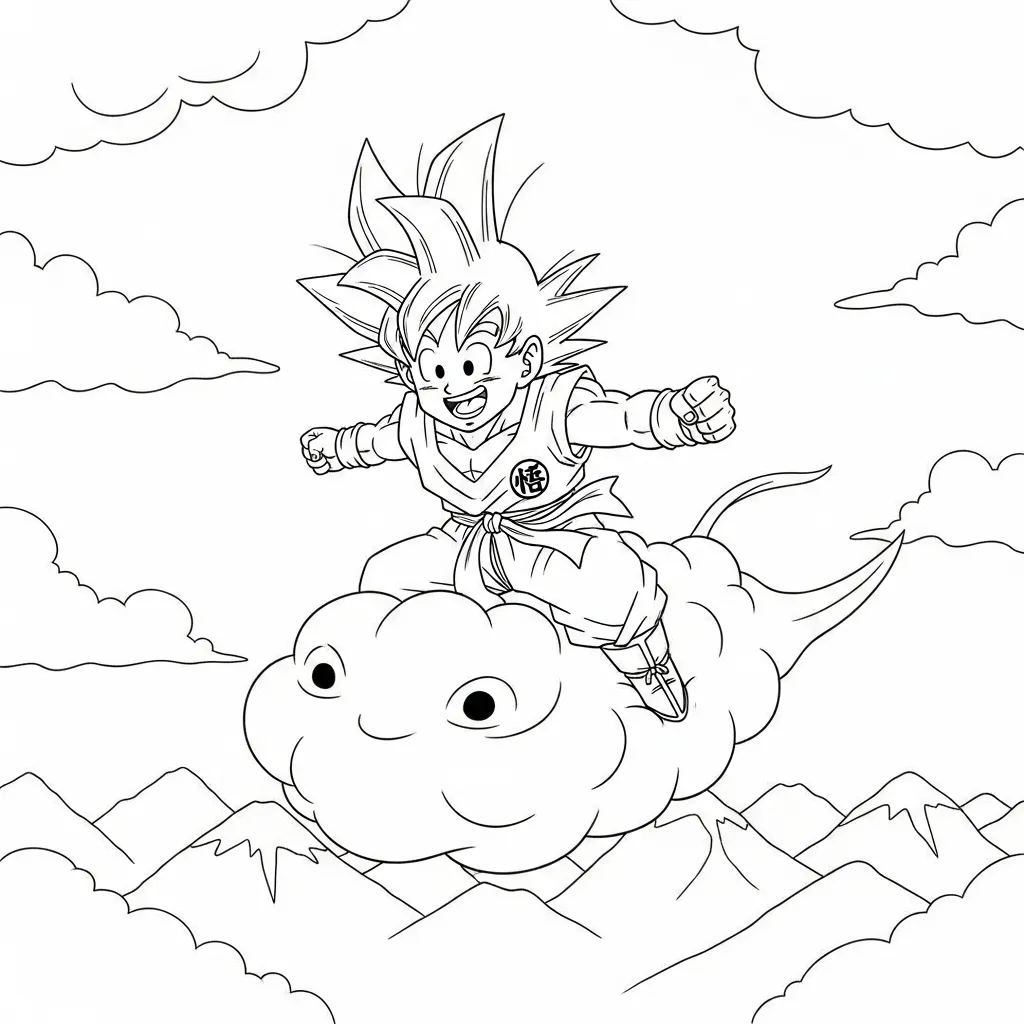 Goku para colorear para imprimir pdf gratis