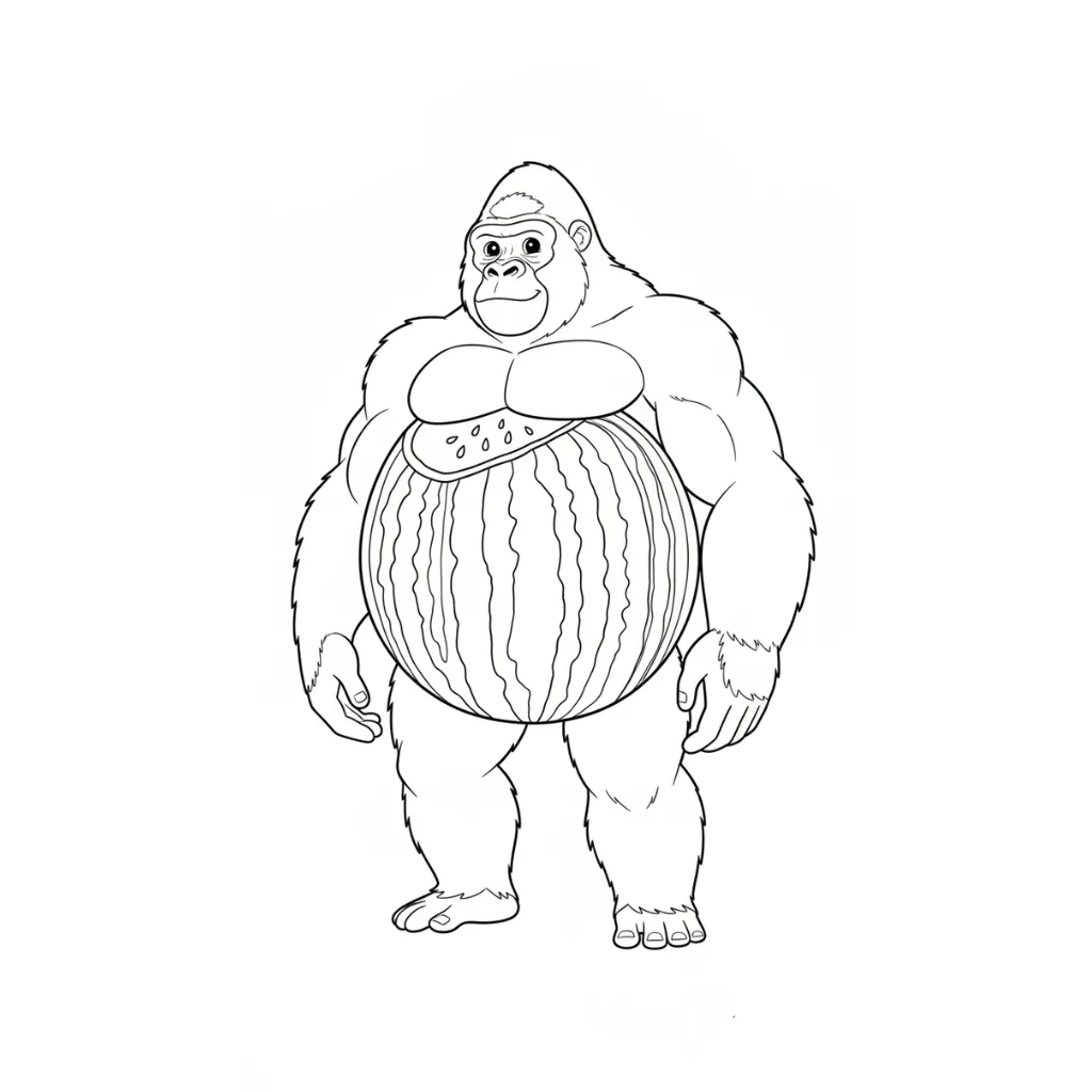 Gorillo Watermellondrillo 1 para dibujar e imprimir