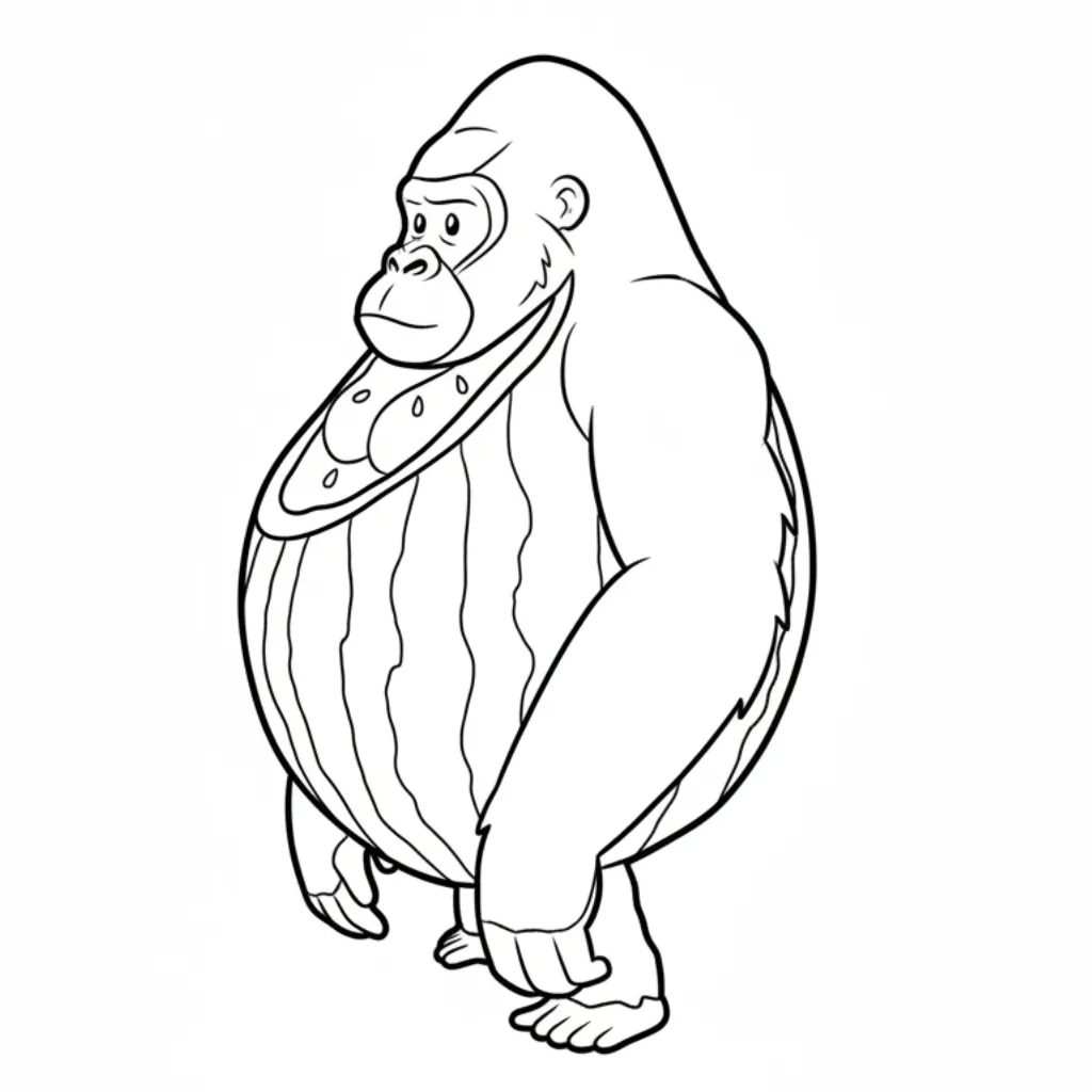 Gorillo Watermellondrillo 2 para colorear para imprimir