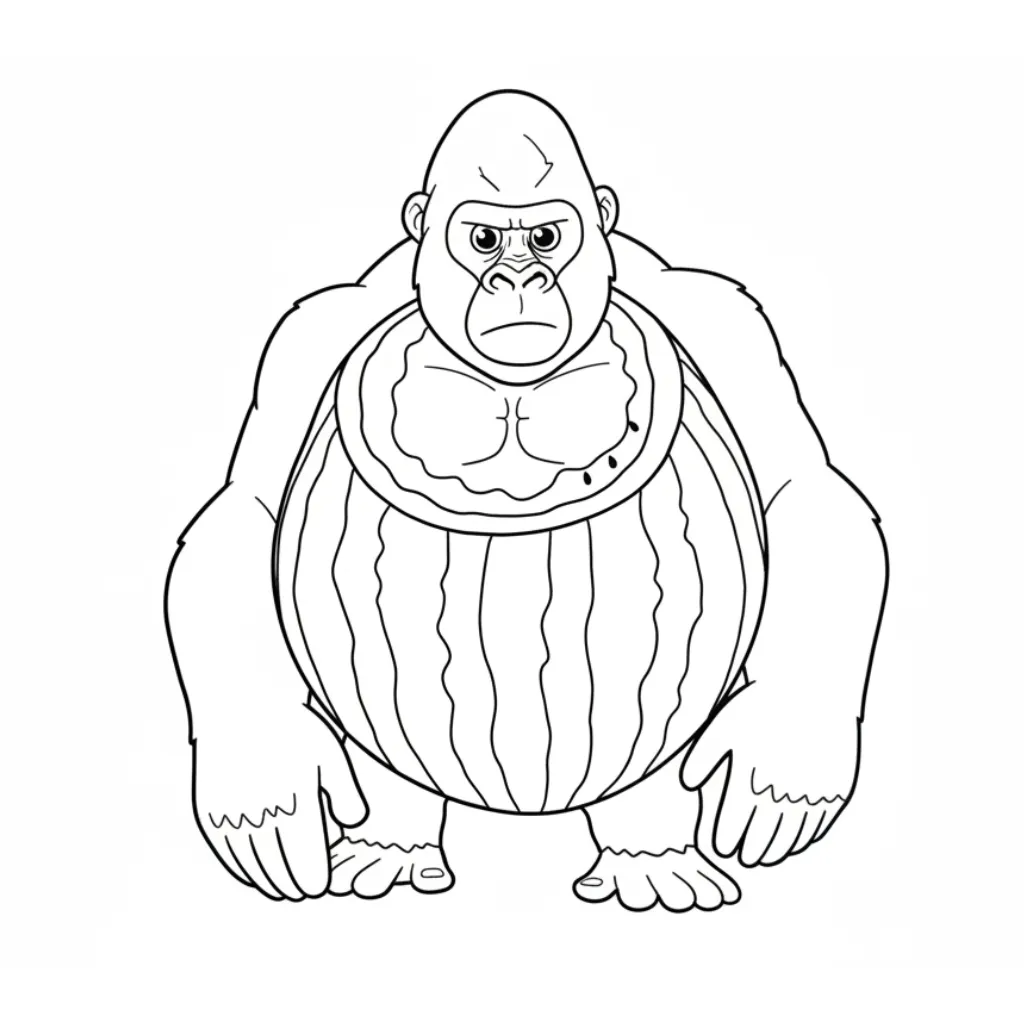 Gorillo Watermellondrillo 3 para colorear y dibujos