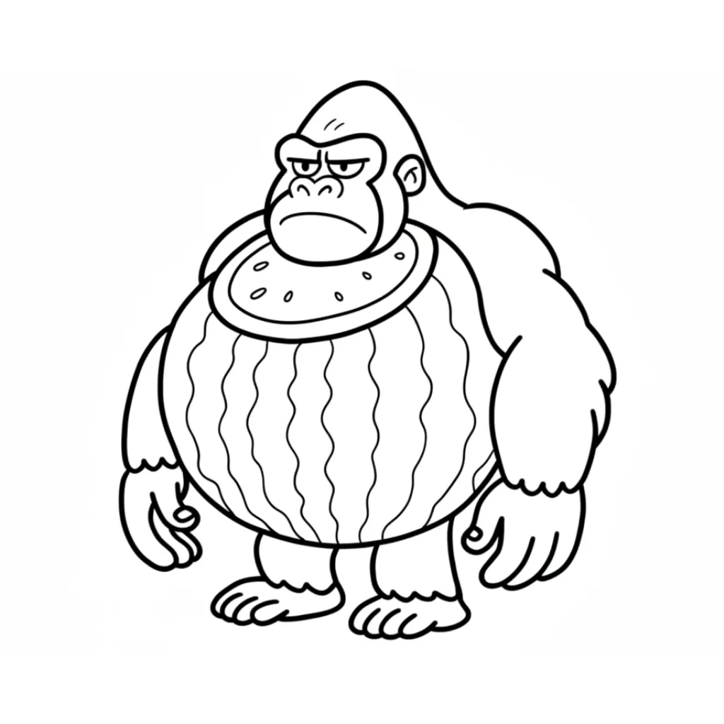 Gorillo Watermellondrillo 4 para colorear para imprimir pdf gratis