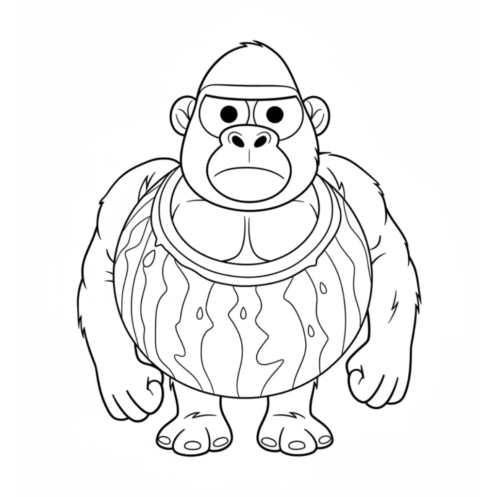 Gorillo Watermellondrillo 7 para colorear para niños para descargar