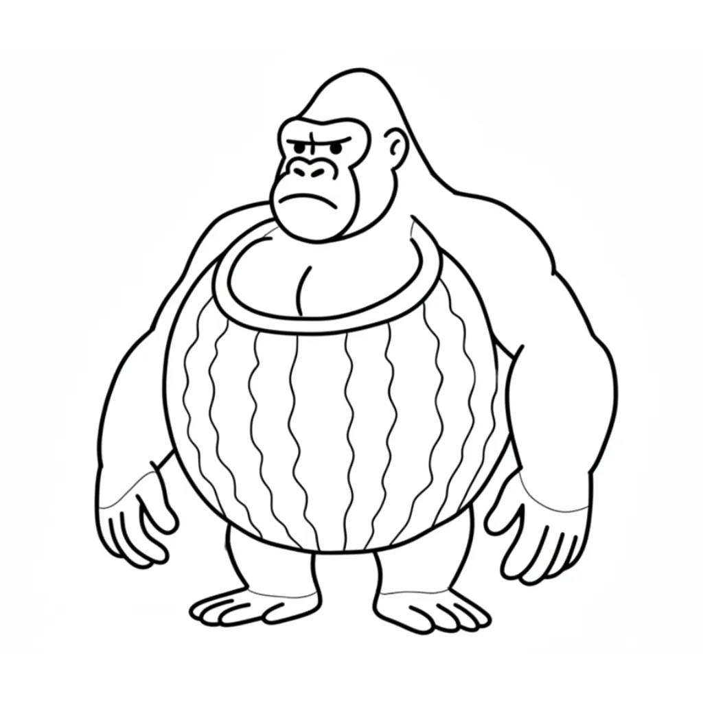 Gorillo Watermellondrillo 9 para colorear para niño de para imprimir