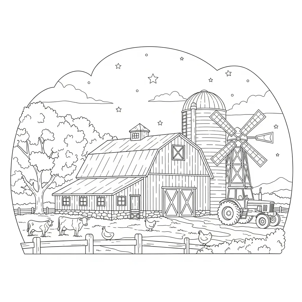 Granja para colorear para imprimir