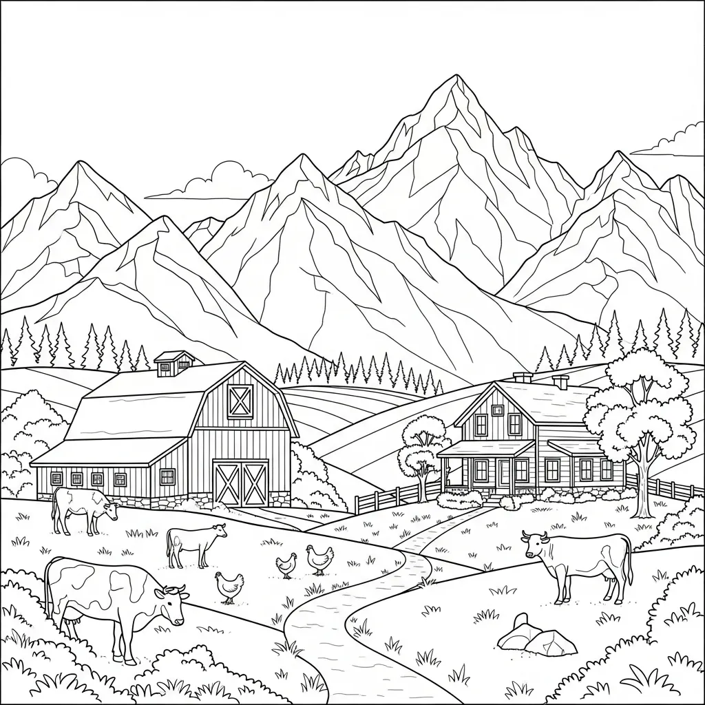 Granja para colorear para imprimir a4