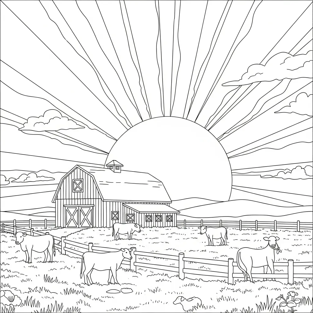 Granja para colorear para imprimir 1