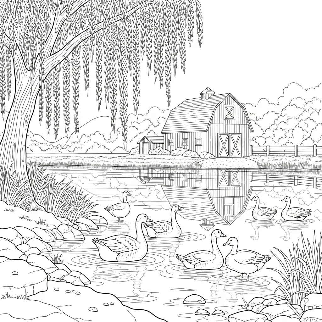 Granja para colorear para niño para imprimir gratis