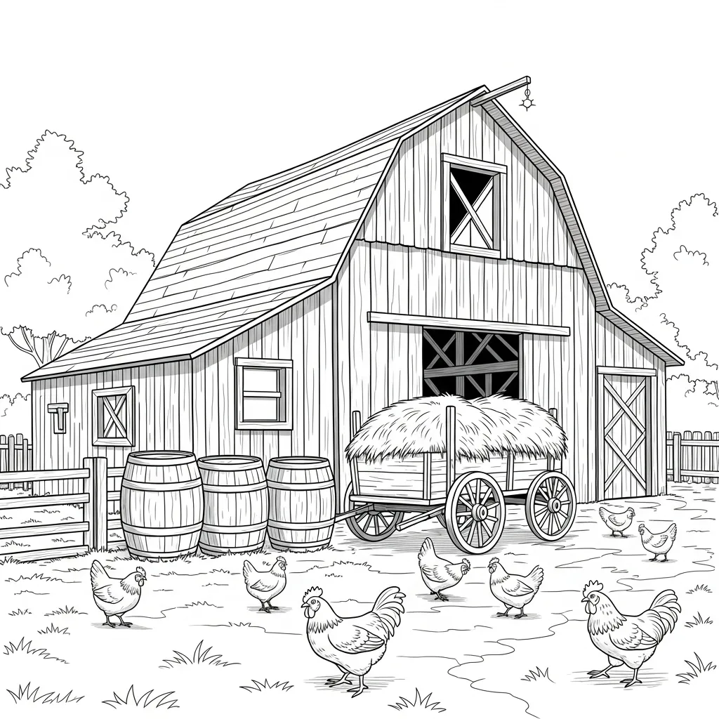 Granja para colorear para imprimir para niño de 12 años
