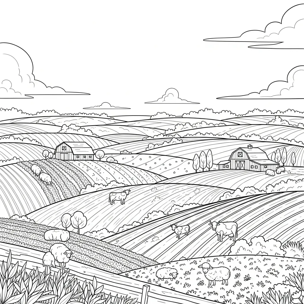 Granja para colorear para niño para imprimir