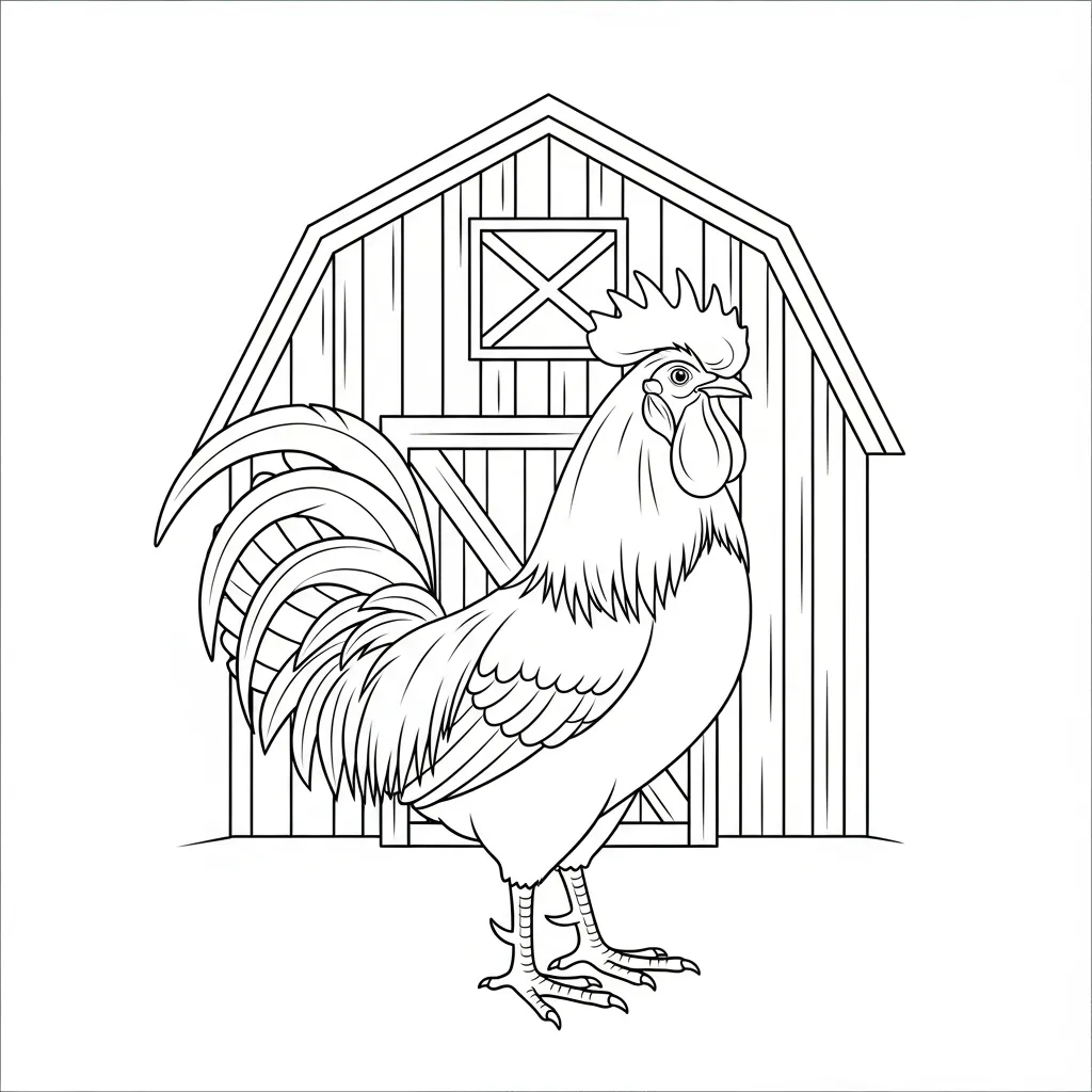 Granja para colorear y dibujo para imprimir