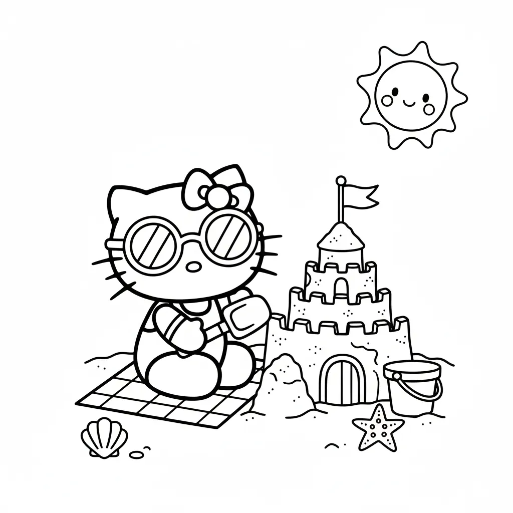 Hello Kitty 6 para colorear educativo para niño