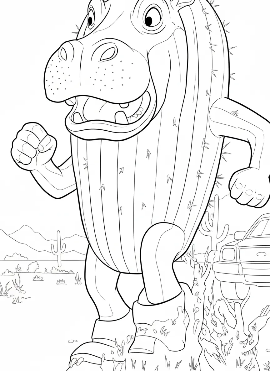 Hipocactus para colorear para niño para imprimir gratis 2