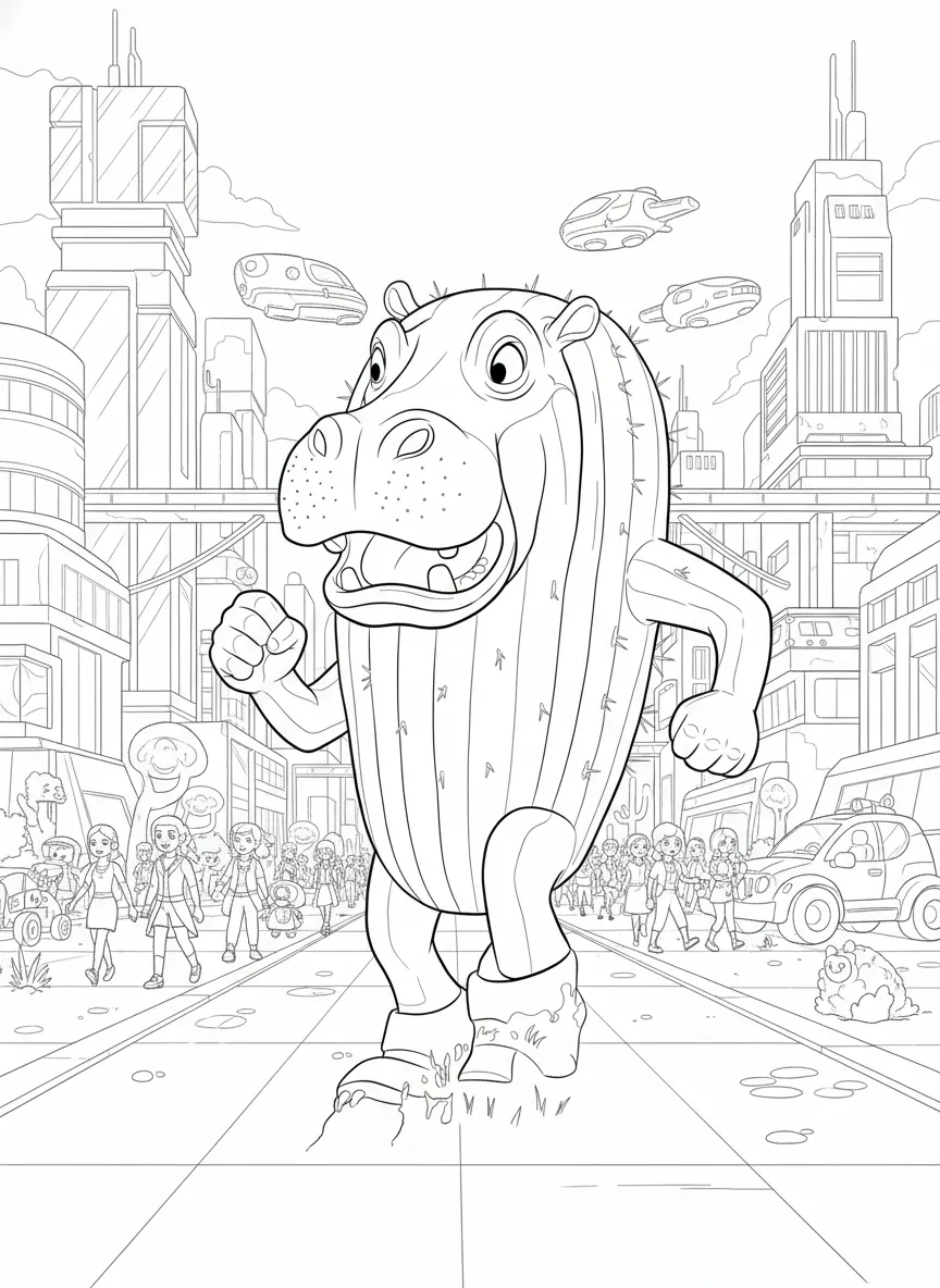 Hipocactus para colorear para niños para imprimir