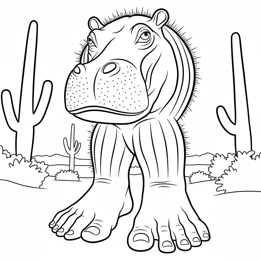 Hipocactus para colorear para niño para imprimir gratis 1