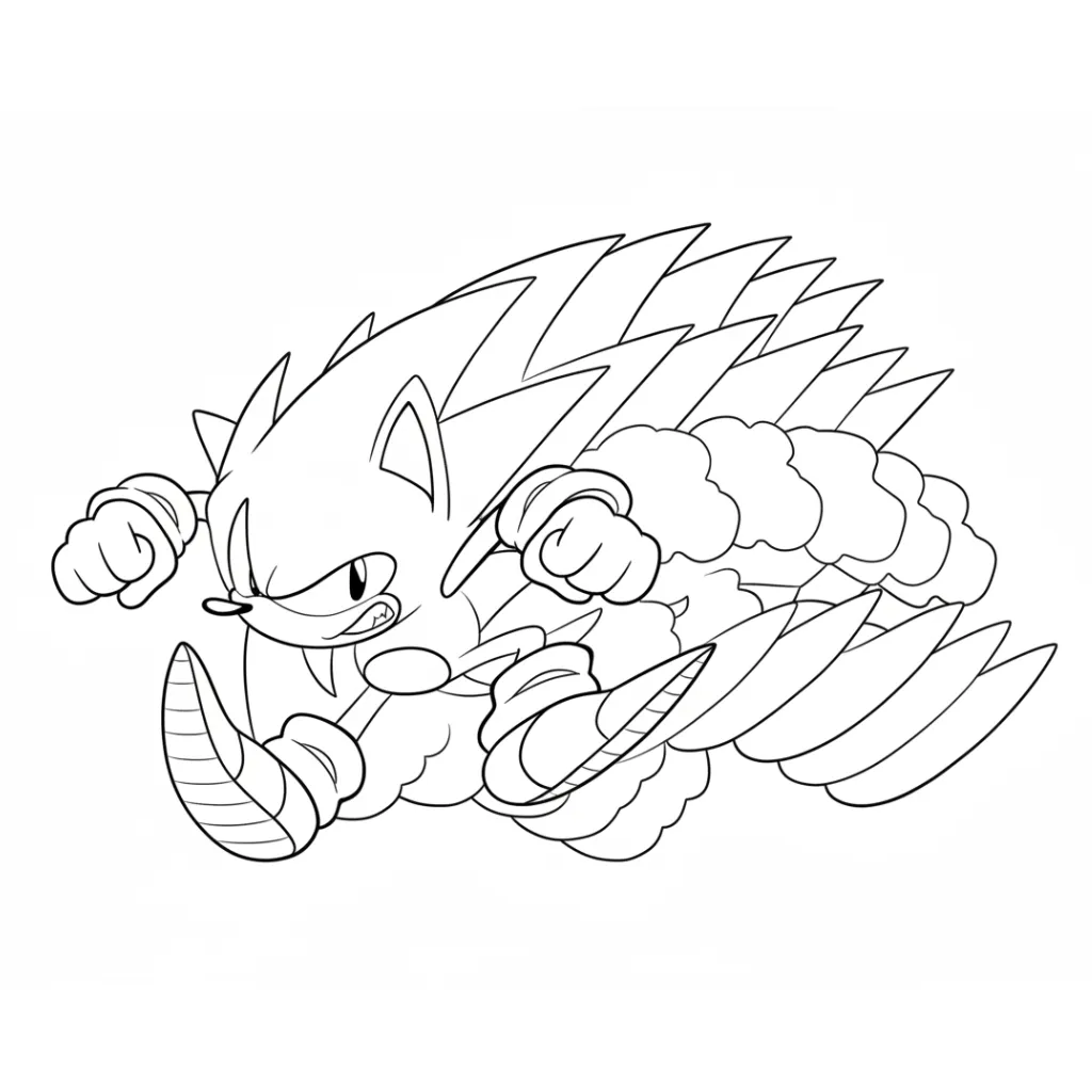 Hyper Sonic 28 para colorear para imprimir kawaii