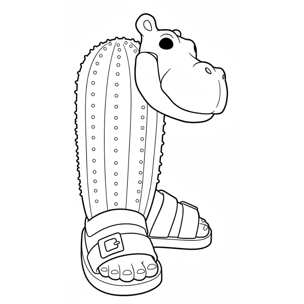 Il Cacto Hipopotamo 10 para colorear para imprimir para niño de 6 años