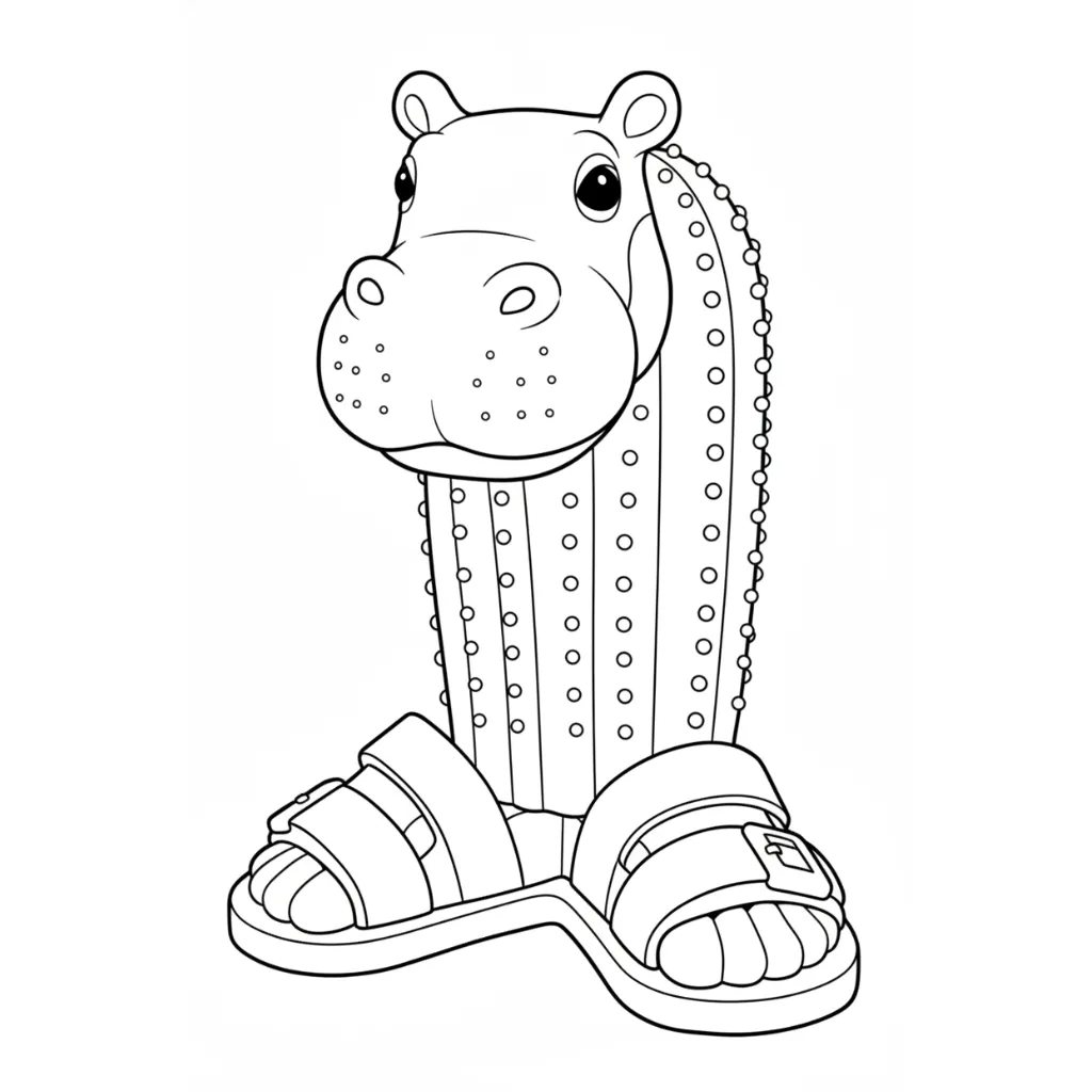 Il Cacto Hipopotamo 4 para colorear para niño para imprimir gratis