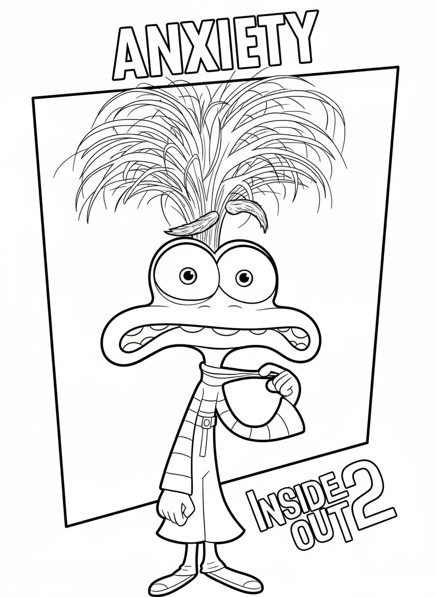 Inside Out 2 para colorear para niño para imprimir gratis 1