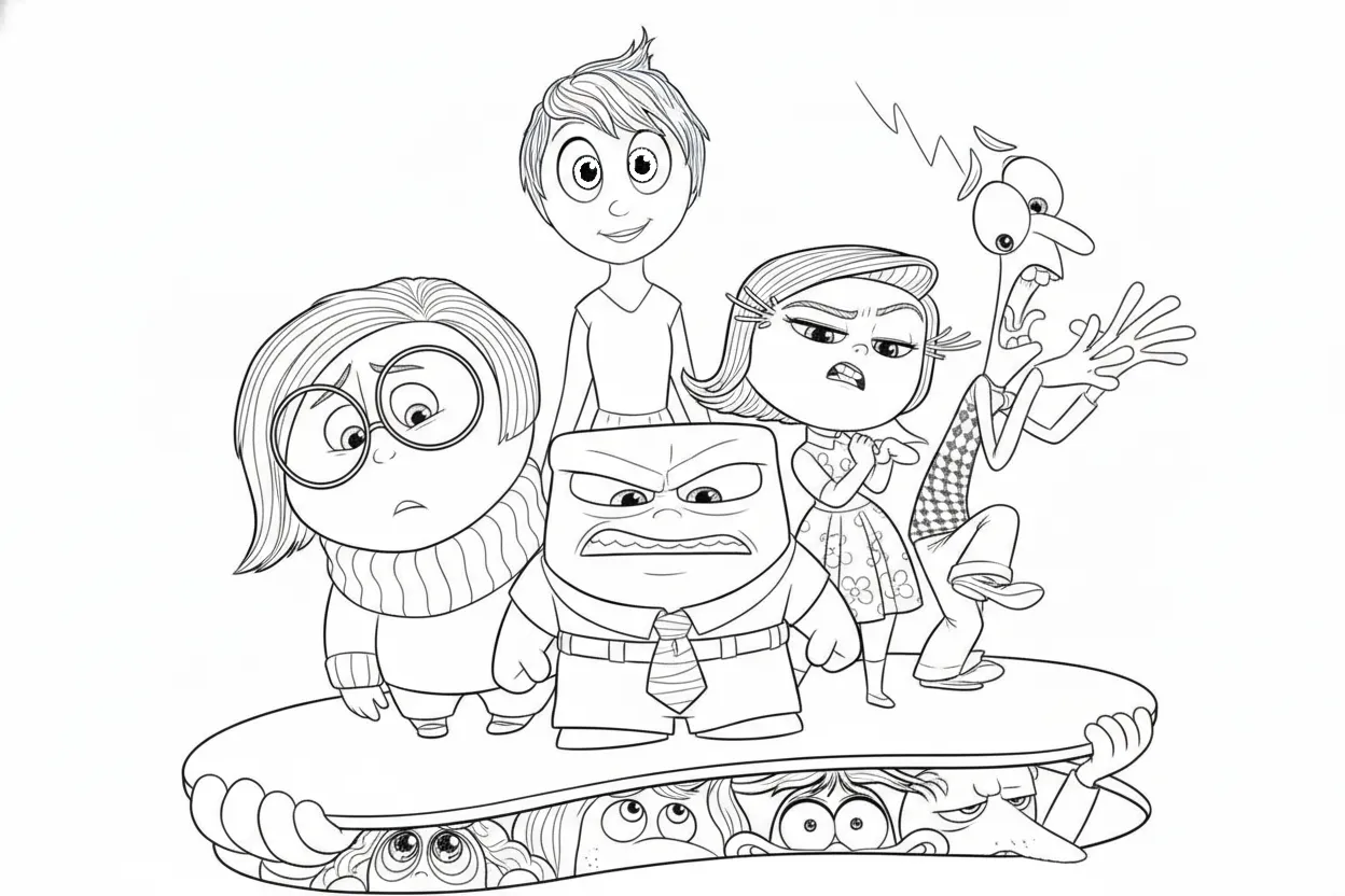 Inside Out 2 para colorear para imprimir kawaii