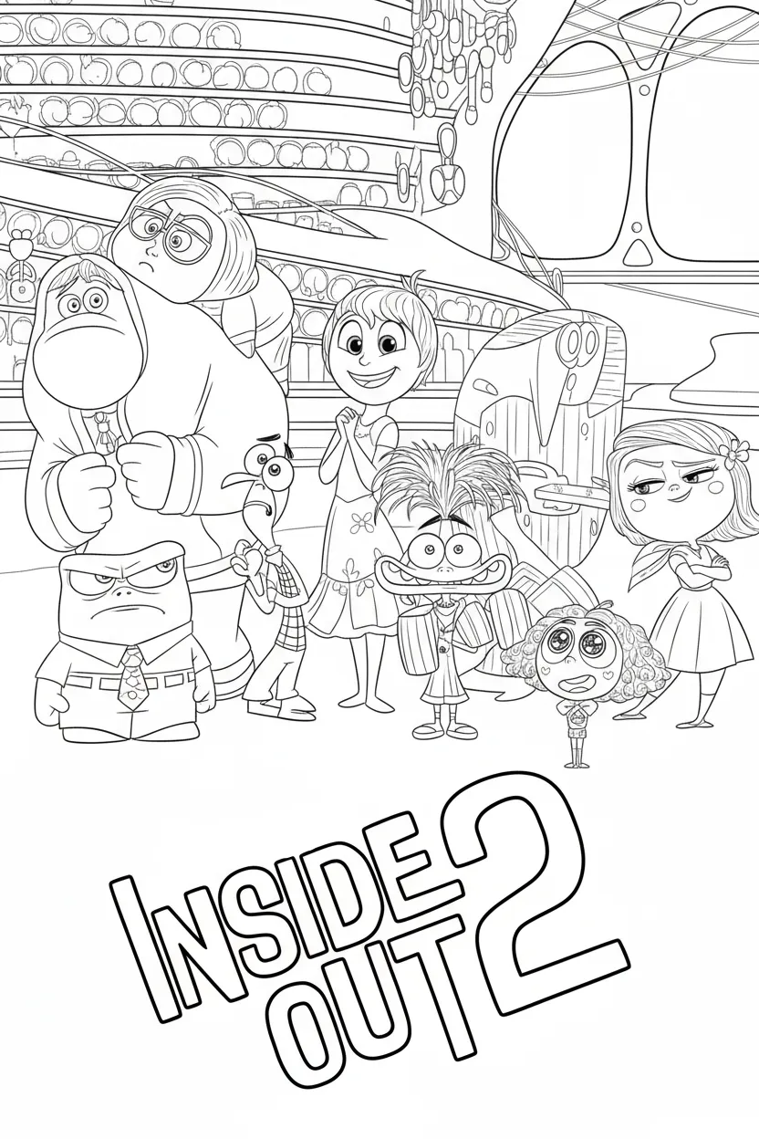 Inside Out 2 para colorear para niño de 3 años