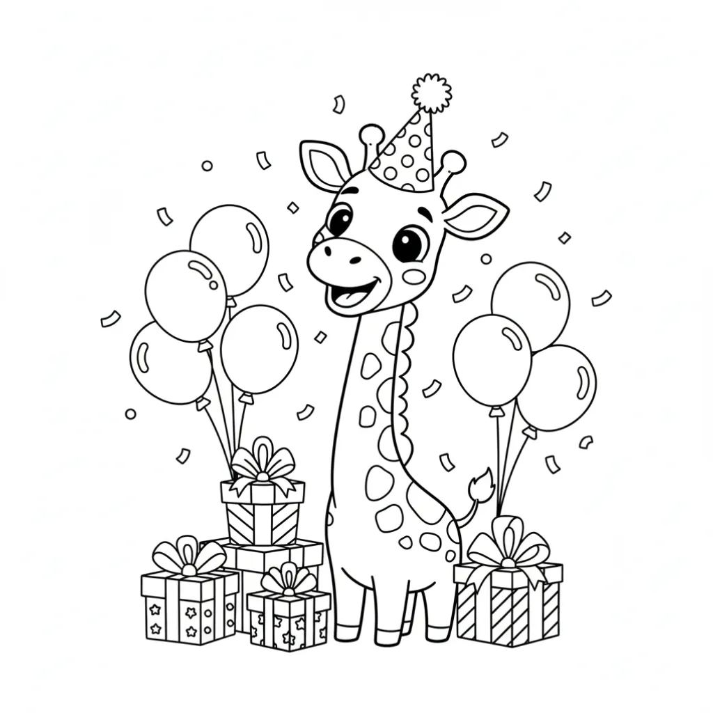Jirafa10 para colorear para niño de 8 años