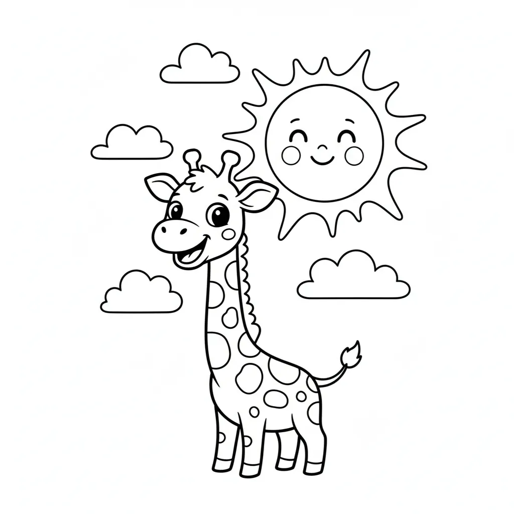 Jirafa2 para colorear para imprimir para niño de 3 años