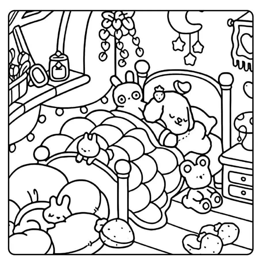 Kawaii Cozy para colorear en línea gratis