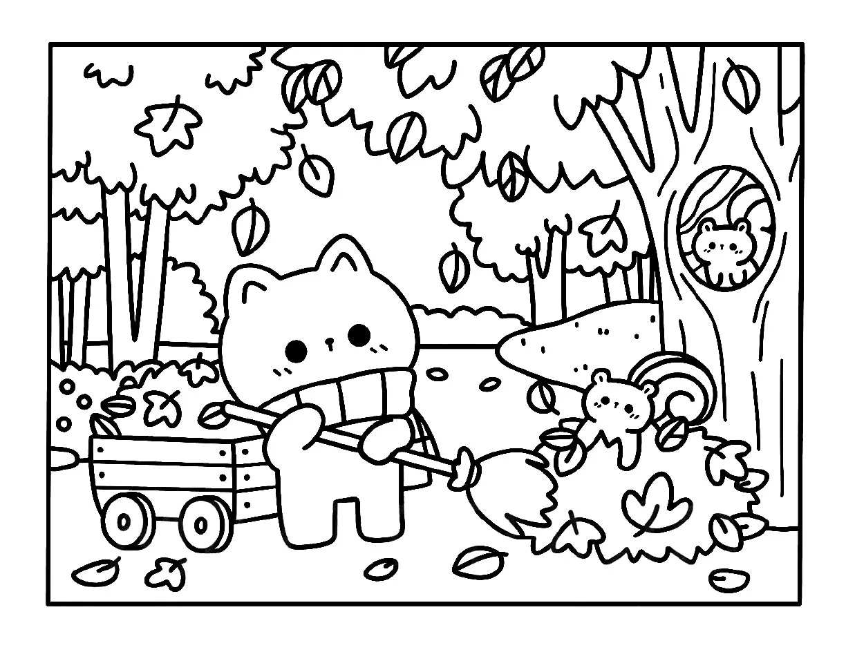 Kawaii Cozy para colorear y recortar para imprimir gratis 1