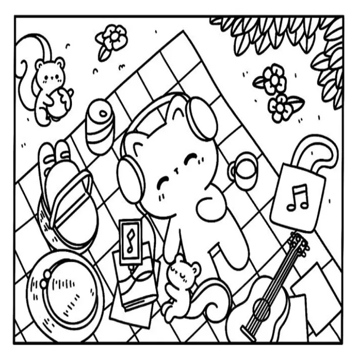 Kawaii Cozy para colorear para niño de 3 años