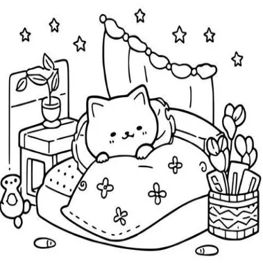 Kawaii Cozy para colorear para imprimir gratis pdf