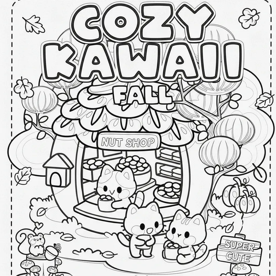 Kawaii Cozy para colorear para niño de 5 años