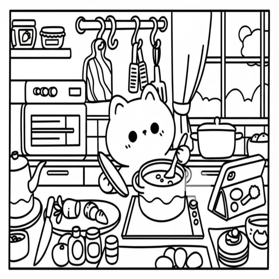 imprimir Kawaii Cozy para colorear gratis